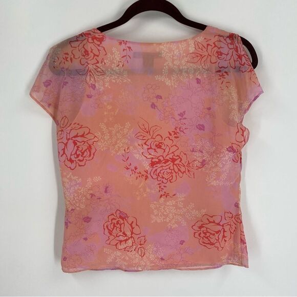 Apostrophe Peach and Red Floral Blouse size 6 - Picture 3 of 3